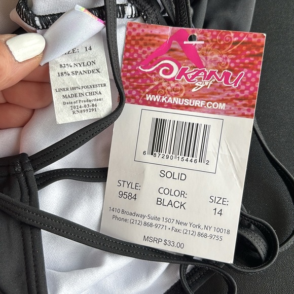 Kanu Surf UPF 50+ strappy back,straight front & back,above hip cutout one piece - Picture 6 of 6